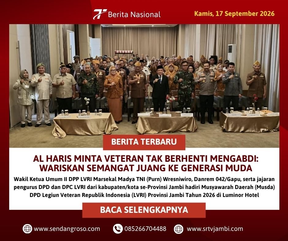 Hadiri Musda LVRI Jambi, Al Haris: Pemprov Masih Butuh Bimbingan Para Veteran