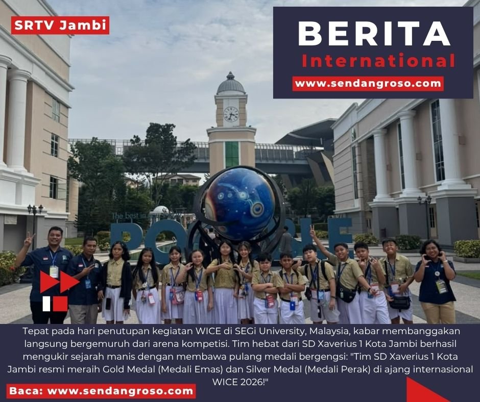 Tim SD Xaverius 1 Kota Jambi resmi meraih Gold Medal (Medali Emas) dan Silver Medal (Medali Perak) di ajang internasional WICE 2026 Malaysia